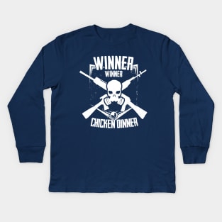 Winner Winner Emblem - White Kids Long Sleeve T-Shirt